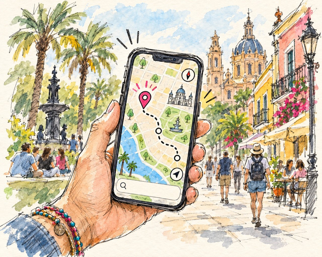 A phone showing the hunt map with the first pin